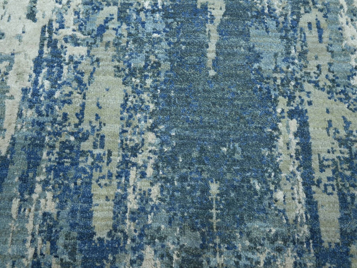 6'0" x 9'2" New Hand Knotted Blue Wool & Silk Rectangle Oriental Rug - MOA10275534