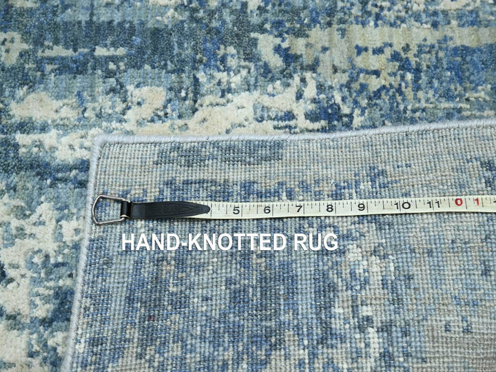 4'1" x 6'2" New Hand Knotted Blue Wool & Silk Rectangle Oriental Rug - MOA10275535