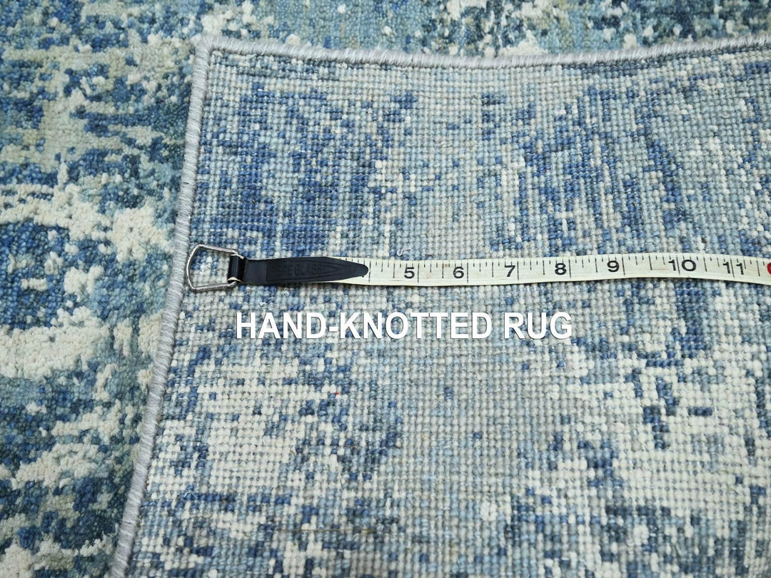 2'1" x 3'0" New Hand Knotted Blue Wool & Silk Rectangle Oriental Rug - MOA10275538
