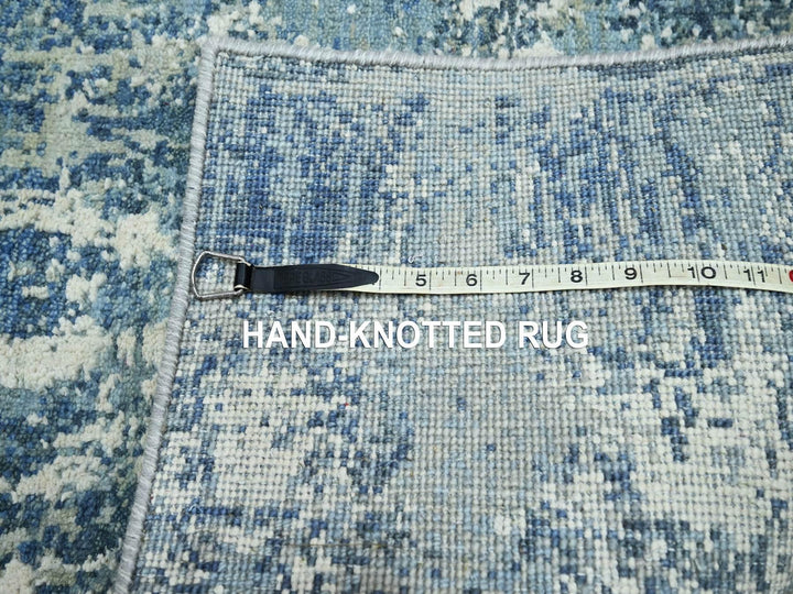 2'1" x 3'0" New Hand Knotted Blue Wool & Silk Rectangle Oriental Rug - MOA10275538