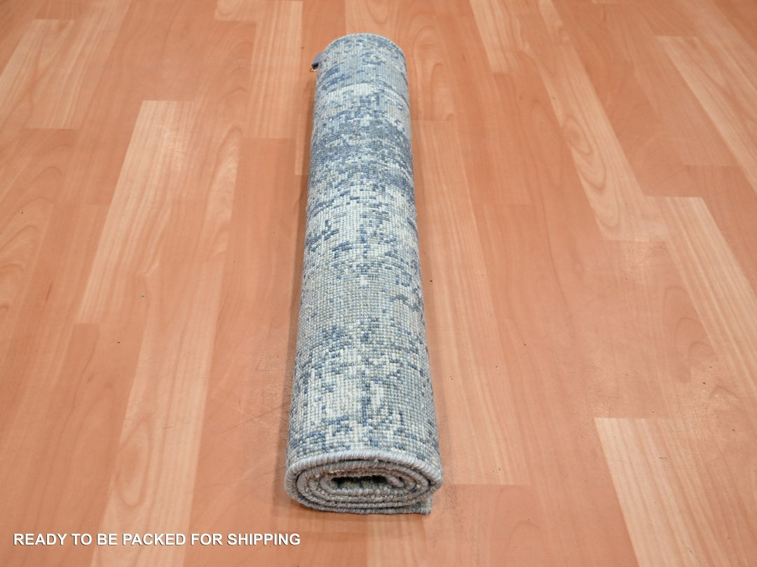 2'0" x 3'2" New Hand Knotted Blue Wool & Silk Rectangle Oriental Rug - MOA10275539