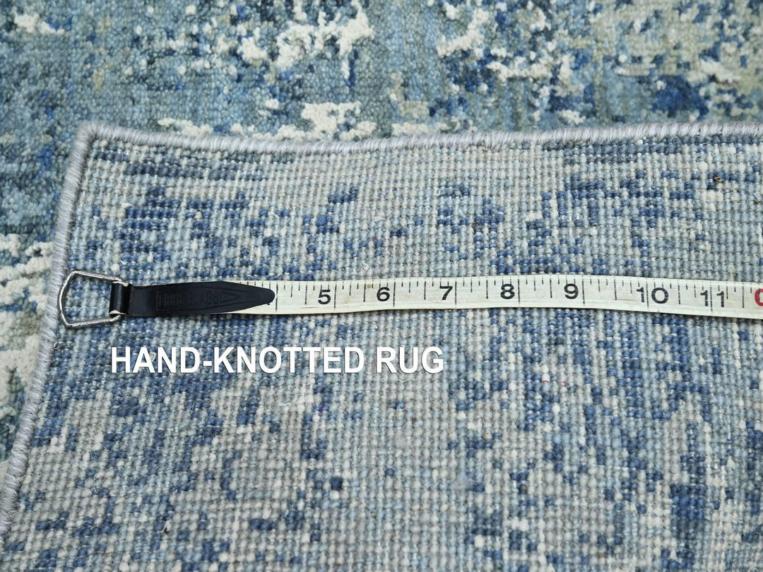 2'1" x 3'0" New Hand Knotted Blue Wool & Silk Rectangle Oriental Rug - MOA10275540
