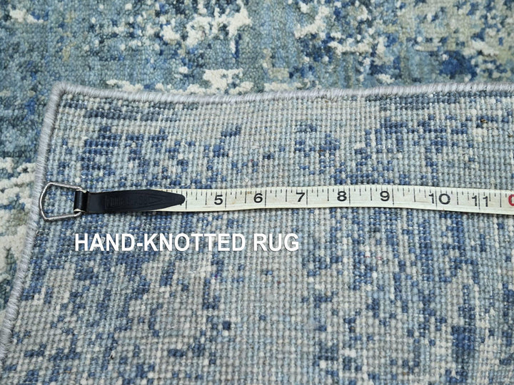 2'1" x 3'0" New Hand Knotted Blue Wool & Silk Rectangle Oriental Rug - MOA10275540