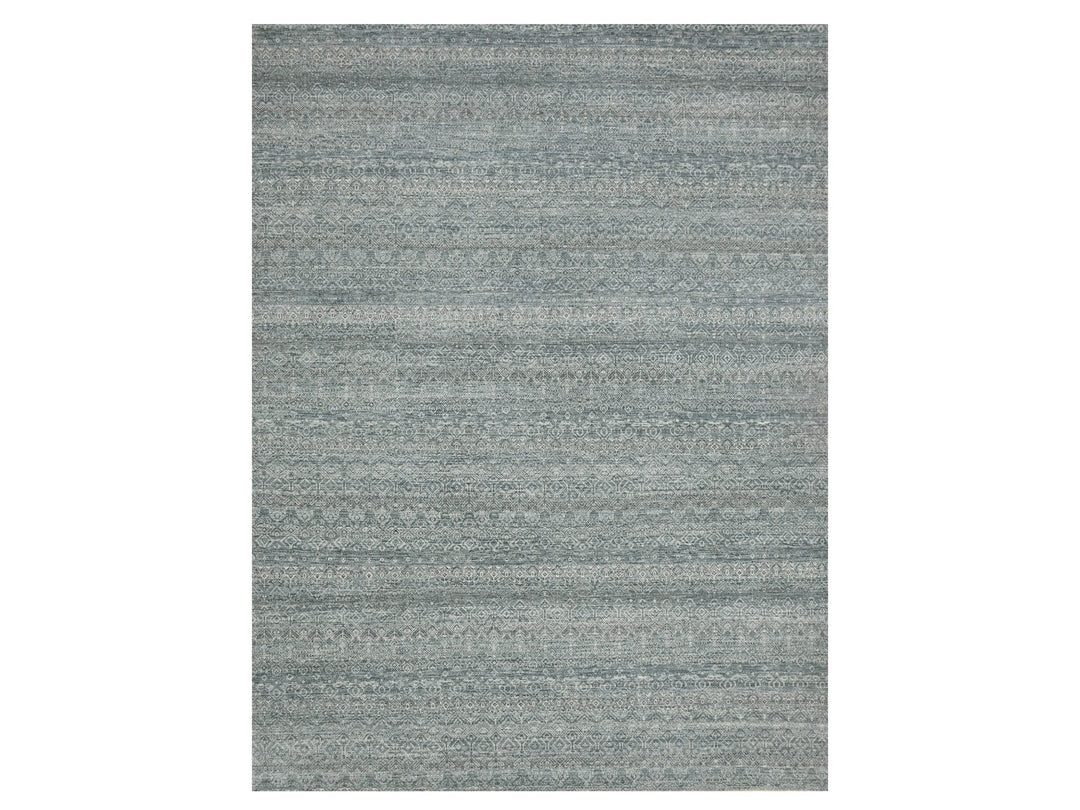 9'0" x 12'2" New Hand Knotted Grey Wool Rectangle Oriental Rug - MOA10275543