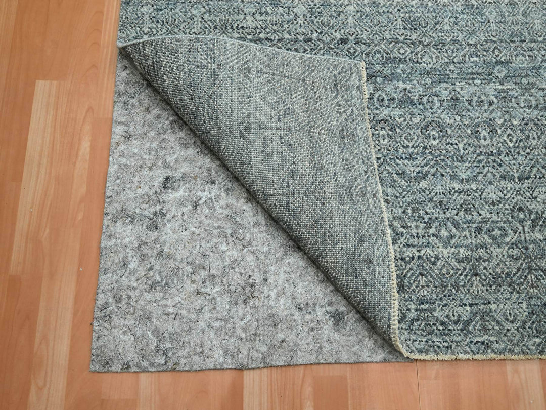 9'0" x 12'2" New Hand Knotted Grey Wool Rectangle Oriental Rug - MOA10275543