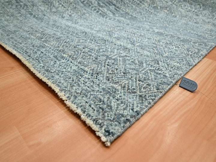 9'0" x 12'2" New Hand Knotted Grey Wool Rectangle Oriental Rug - MOA10275543