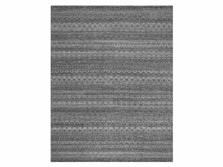 9'2" x 11'10" New Hand Knotted Black Wool Rectangle Oriental Rug - MOA10275545