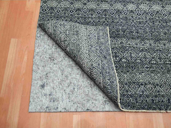 9'2" x 11'10" New Hand Knotted Black Wool Rectangle Oriental Rug - MOA10275545