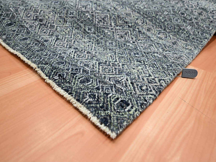 9'2" x 11'10" New Hand Knotted Black Wool Rectangle Oriental Rug - MOA10275545