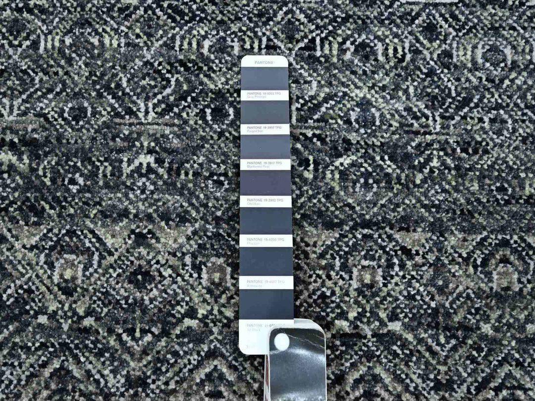 9'2" x 11'10" New Hand Knotted Black Wool Rectangle Oriental Rug - MOA10275545