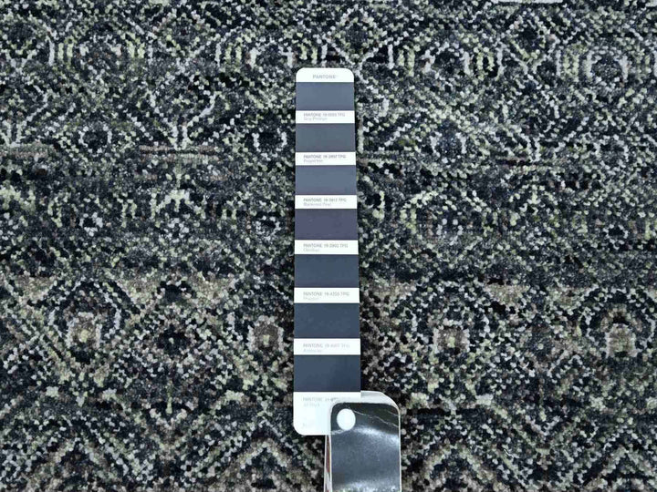 9'2" x 11'10" New Hand Knotted Black Wool Rectangle Oriental Rug - MOA10275545