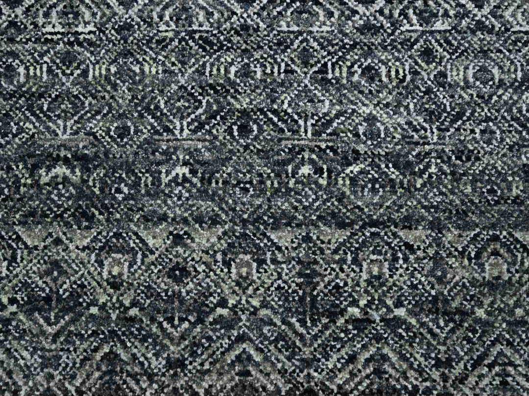 9'2" x 11'10" New Hand Knotted Black Wool Rectangle Oriental Rug - MOA10275545