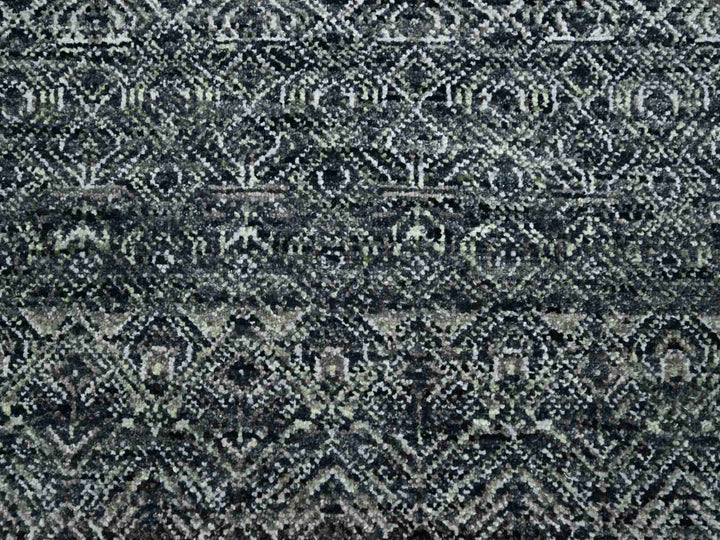 9'2" x 11'10" New Hand Knotted Black Wool Rectangle Oriental Rug - MOA10275545