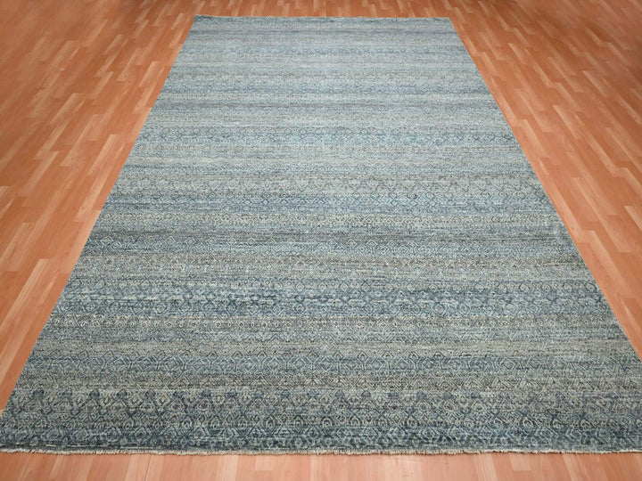 9'0" x 12'2" New Hand Knotted Grey Wool Rectangle Oriental Rug - MOA10275546