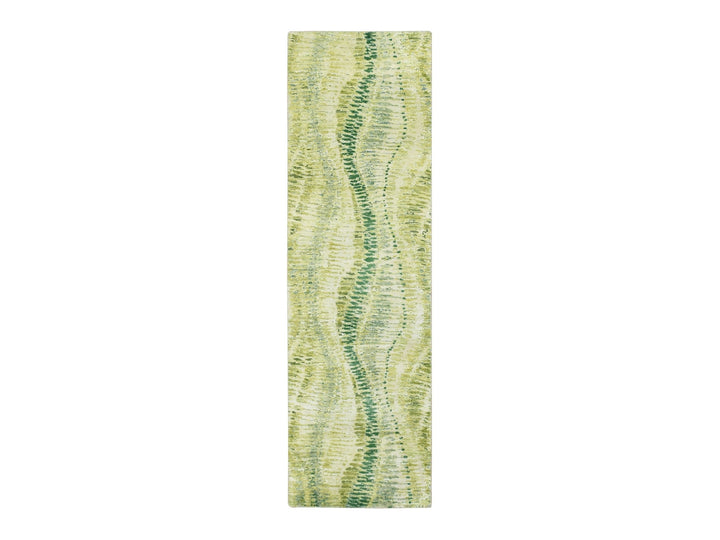 2'5" x 8'3" New Hand Knotted Green Silk Runner Oriental Rug - MOA10275548