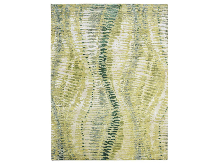 9'0" x 12'2" New Hand Knotted Green Silk Rectangle Oriental Rug - MOA10275551