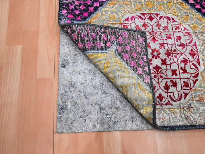 2'9" x 8'1" New Hand Knotted Red Wool & Silk Runner Oriental Rug - MOA10275555