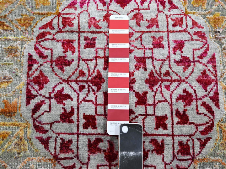 2'9" x 8'1" New Hand Knotted Red Wool & Silk Runner Oriental Rug - MOA10275555