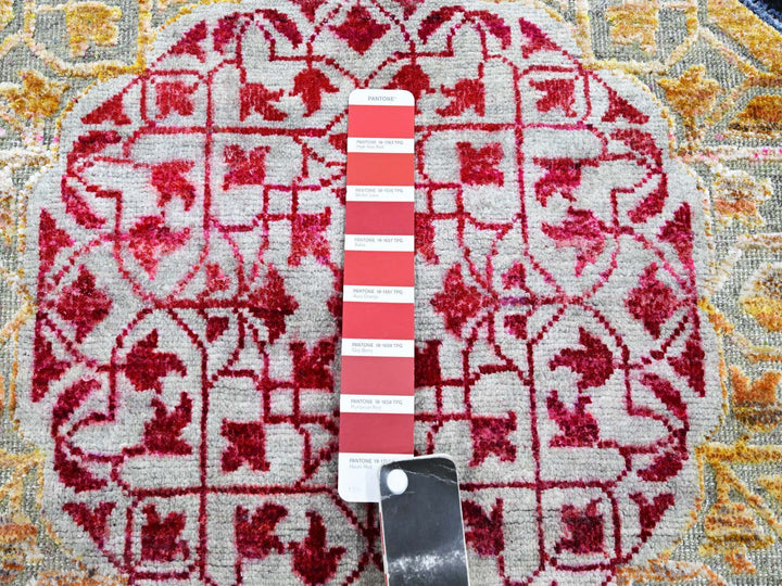 2'8" x 8'1" New Hand Knotted Red Wool & Silk Runner Oriental Rug - MOA10275556