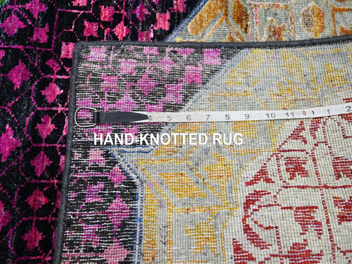 2'8" x 8'1" New Hand Knotted Red Wool & Silk Runner Oriental Rug - MOA10275556