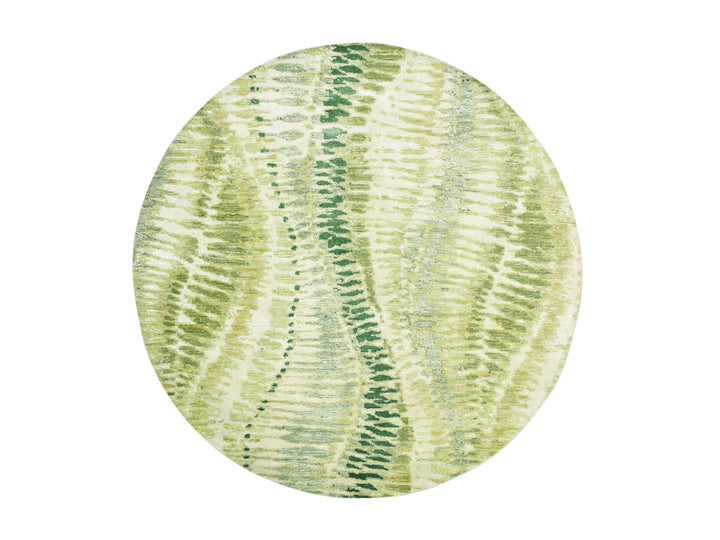 7'11" x 8'0" New Hand Knotted Green Silk Round Oriental Rug - MOA10275558