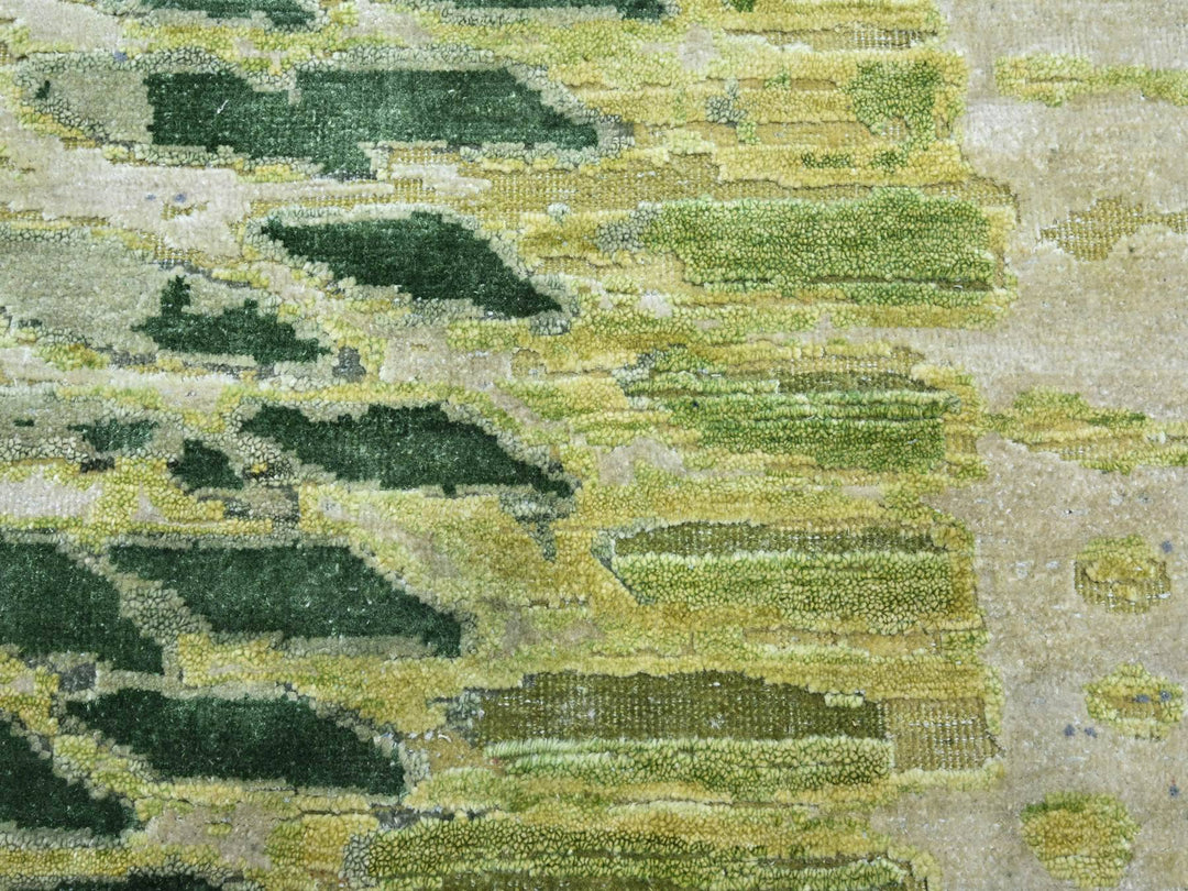 7'11" x 8'0" New Hand Knotted Green Silk Round Oriental Rug - MOA10275558