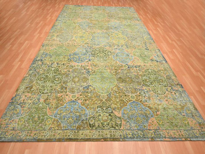 10'0" x 14'3" New Hand Knotted Green Wool Rectangle Oriental Rug - MOA10275561