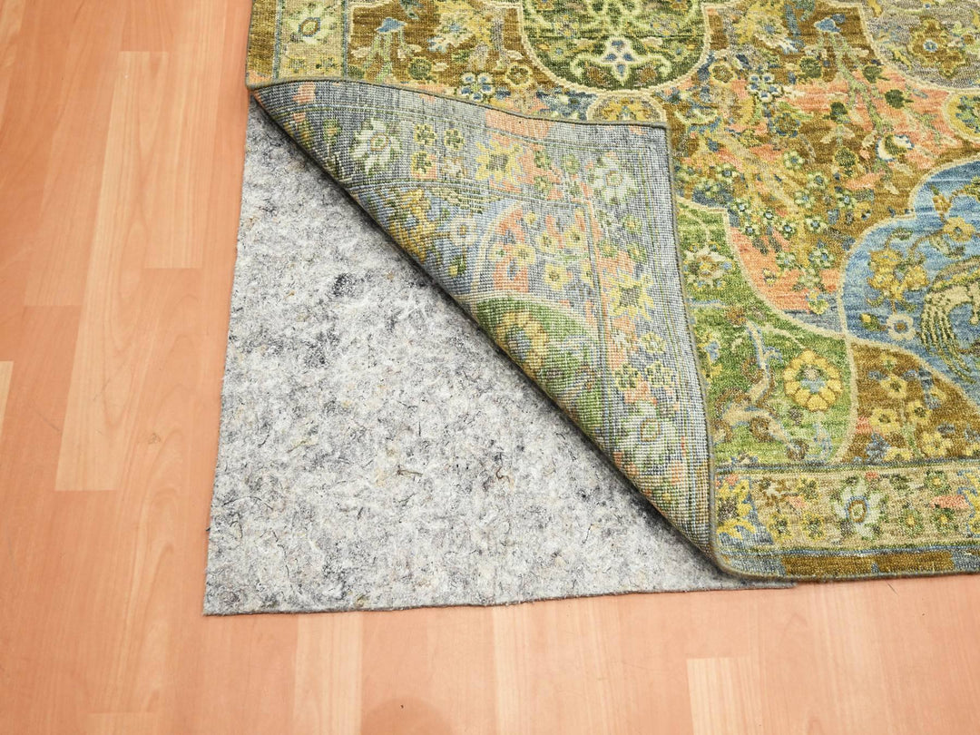 10'0" x 14'3" New Hand Knotted Green Wool Rectangle Oriental Rug - MOA10275561
