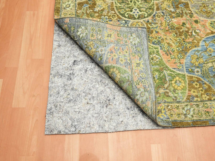 10'0" x 14'3" New Hand Knotted Green Wool Rectangle Oriental Rug - MOA10275561