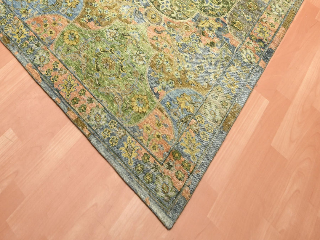 10'0" x 14'3" New Hand Knotted Green Wool Rectangle Oriental Rug - MOA10275561