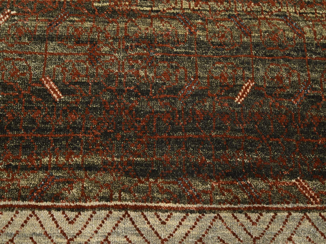 9'11" x 14'3" New Hand Knotted Brown Wool Rectangle Oriental Rug - MOA10275562