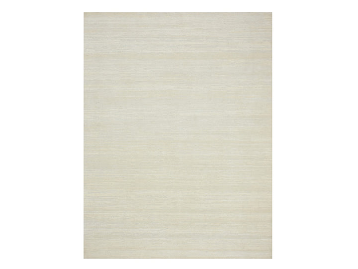 9'0" x 11'10" New Hand Knotted Ivory Wool Rectangle Oriental Rug - MOA10275570