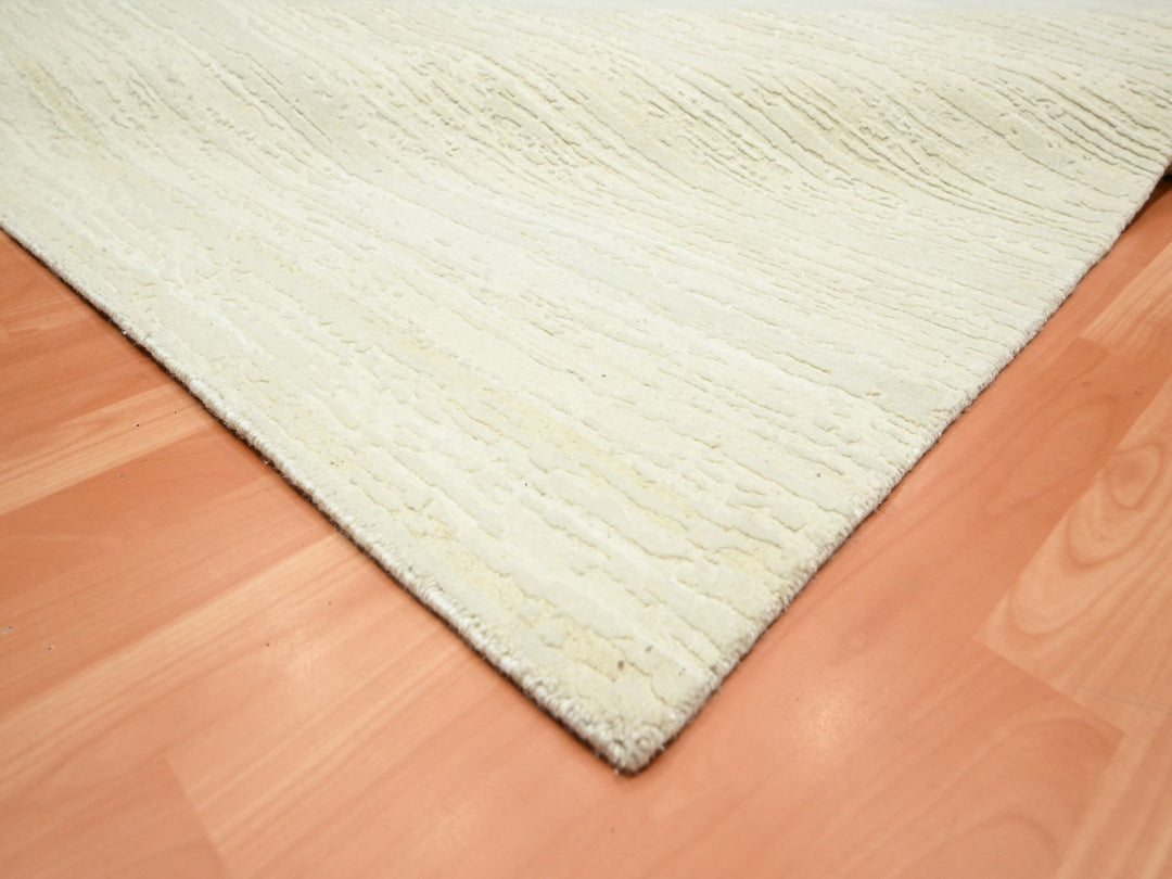 9'0" x 11'10" New Hand Knotted Ivory Wool Rectangle Oriental Rug - MOA10275570