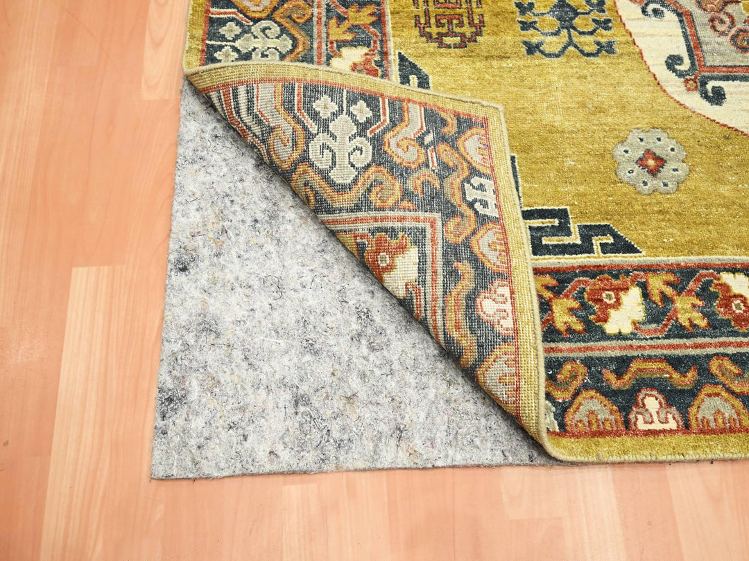 6'1" x 9'4" New Hand Knotted Green Wool Rectangle Oriental Rug - MOA10275572