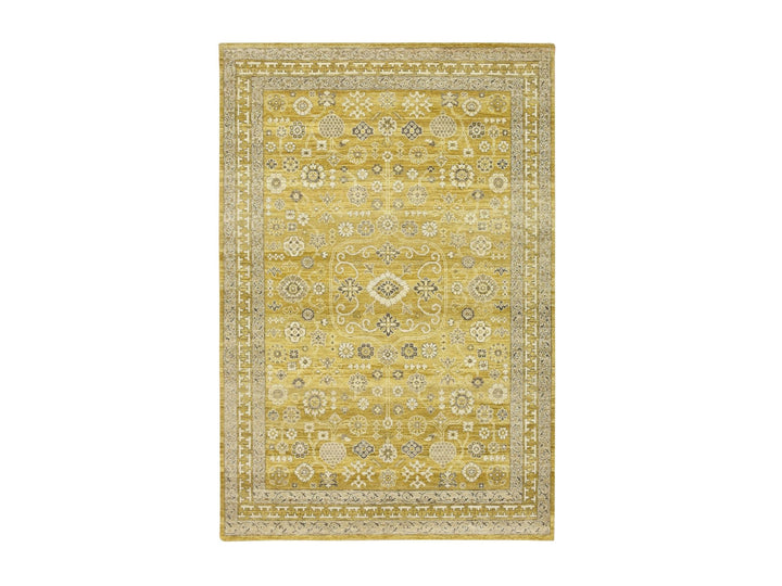 6'2" x 9'3" New Hand Knotted Green Wool Rectangle Oriental Rug - MOA10275573