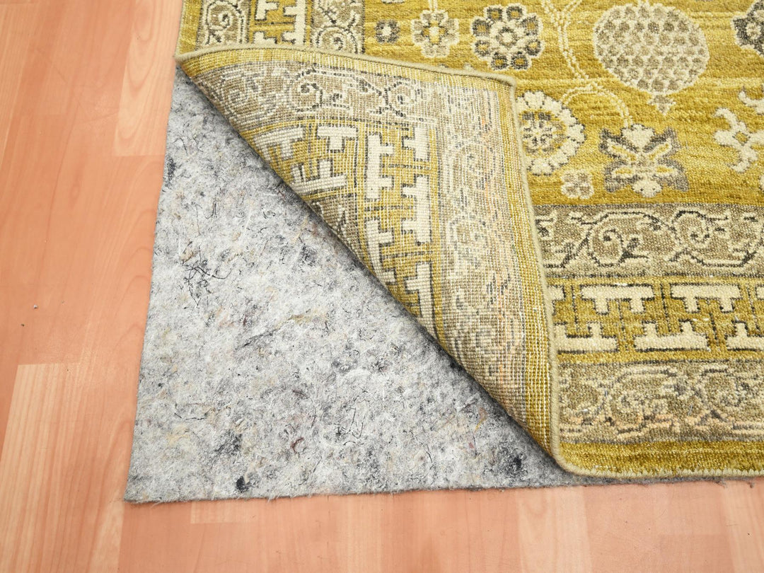 6'2" x 9'3" New Hand Knotted Green Wool Rectangle Oriental Rug - MOA10275573