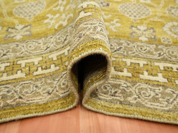6'2" x 9'3" New Hand Knotted Green Wool Rectangle Oriental Rug - MOA10275573