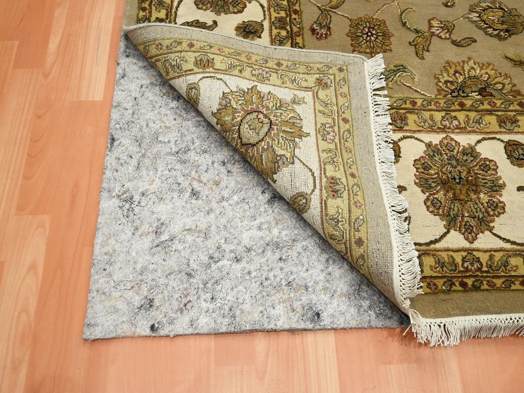7'10" x 9'10" New Hand Knotted Brown Wool & Silk Rectangle Oriental Rug - MOA10275579
