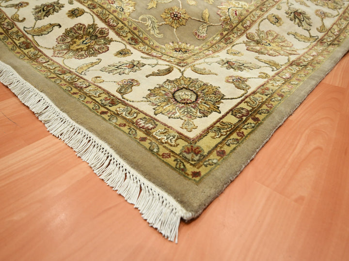7'10" x 9'10" New Hand Knotted Brown Wool & Silk Rectangle Oriental Rug - MOA10275579