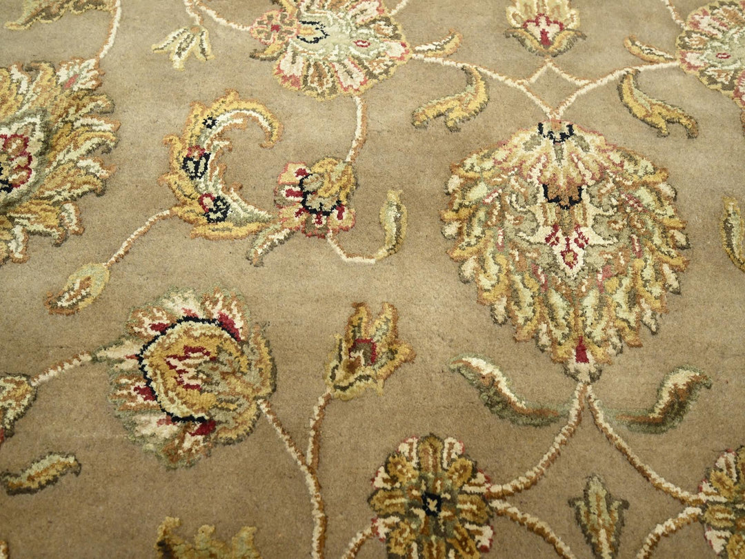 7'10" x 9'10" New Hand Knotted Brown Wool & Silk Rectangle Oriental Rug - MOA10275579