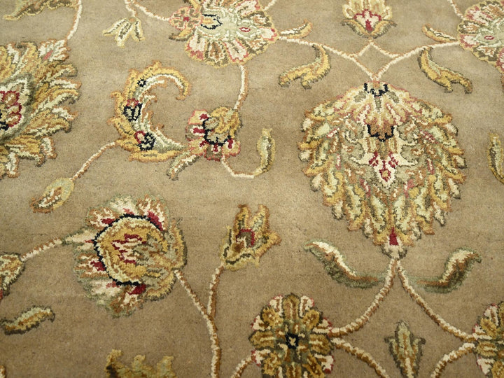 7'10" x 9'10" New Hand Knotted Brown Wool & Silk Rectangle Oriental Rug - MOA10275579