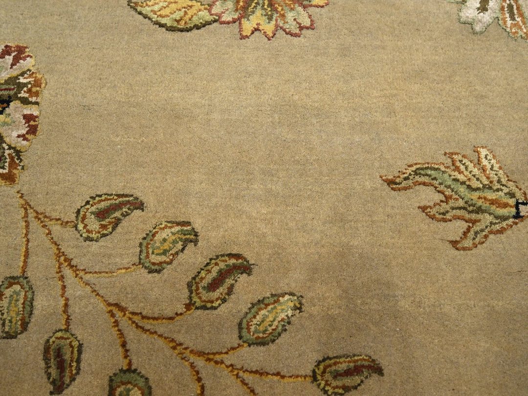 8'0" x 9'11" New Hand Knotted Brown Wool & Silk Rectangle Oriental Rug - MOA10275581