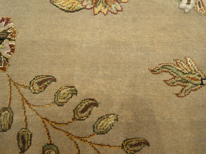 8'0" x 9'11" New Hand Knotted Brown Wool & Silk Rectangle Oriental Rug - MOA10275581