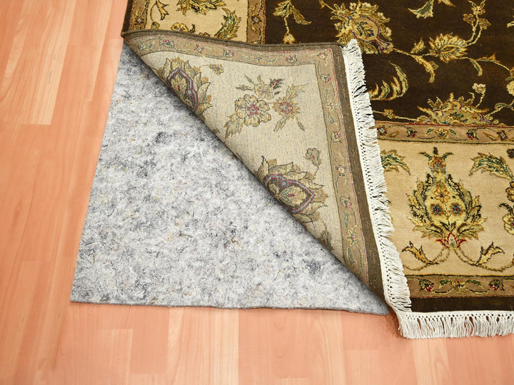 7'10" x 9'11" New Hand Knotted Brown Wool & Silk Rectangle Oriental Rug - MOA10275582