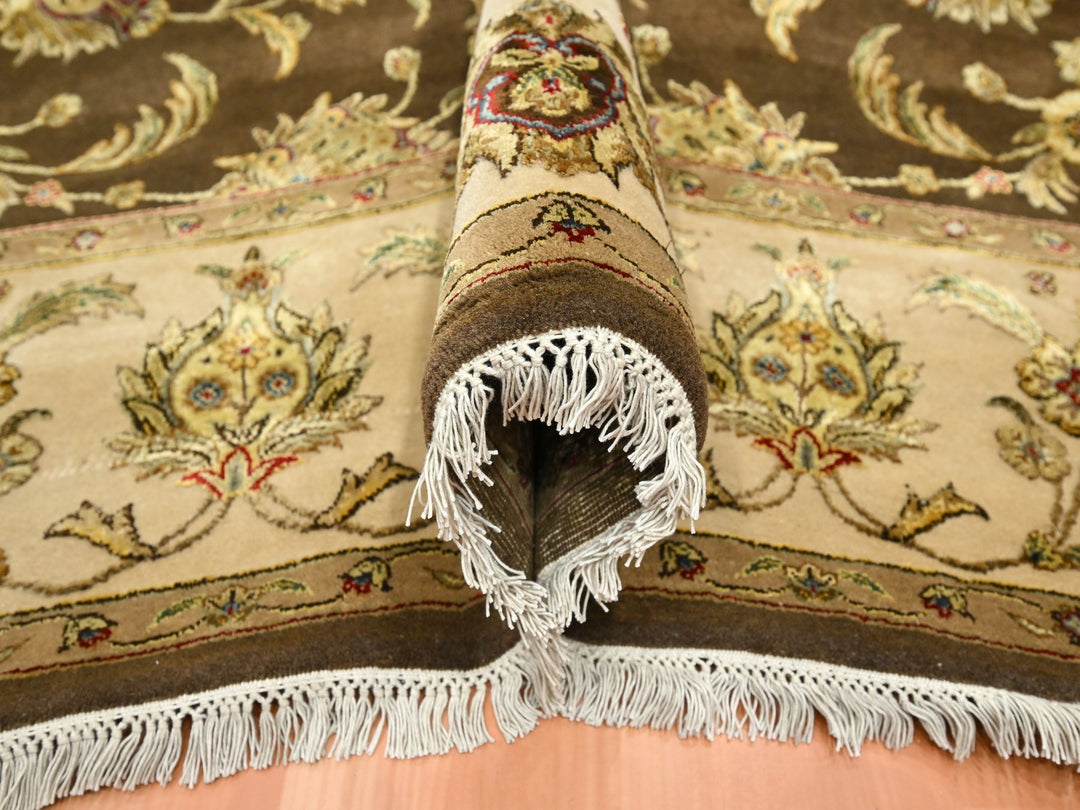 7'10" x 9'11" New Hand Knotted Brown Wool & Silk Rectangle Oriental Rug - MOA10275582