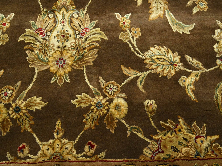 7'10" x 9'11" New Hand Knotted Brown Wool & Silk Rectangle Oriental Rug - MOA10275582