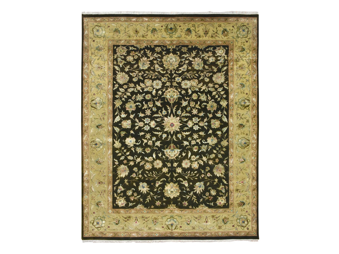 7'10" x 10'0" New Hand Knotted Brown Wool & Silk Rectangle Oriental Rug - MOA10275583