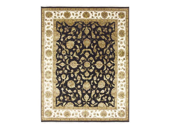 7'10" x 10'4" New Hand Knotted Black Wool & Silk Rectangle Oriental Rug - MOA10275584
