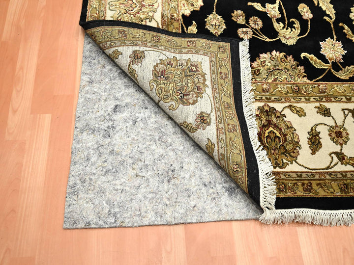7'10" x 10'4" New Hand Knotted Black Wool & Silk Rectangle Oriental Rug - MOA10275584