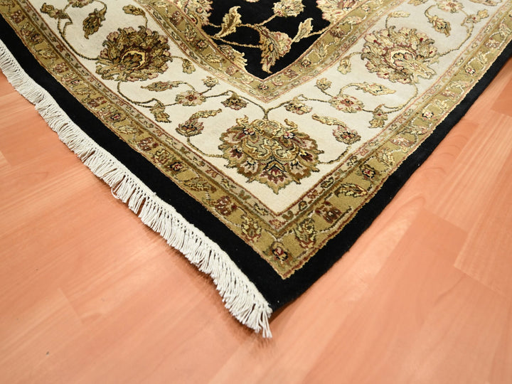 7'10" x 10'4" New Hand Knotted Black Wool & Silk Rectangle Oriental Rug - MOA10275584